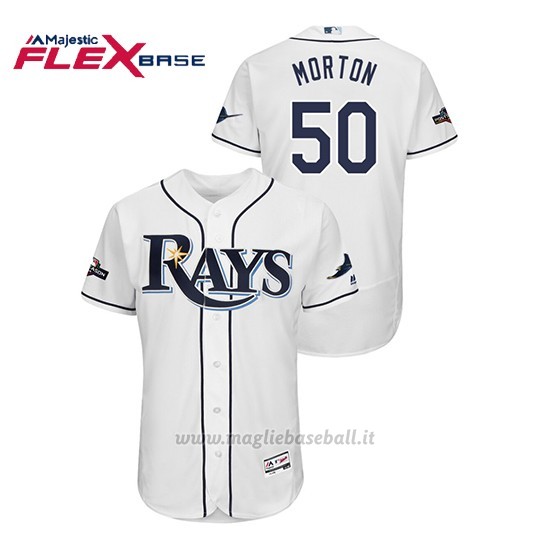 Maglia Baseball Uomo Tampa Bay Rays 50 Charlie M Orton 2019 Postseason Flex Base Bianco